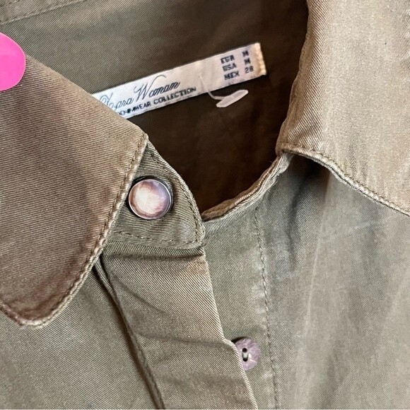 Zara Woman Olive Green Military Style Button Down size Medium - Picture 6 of 10